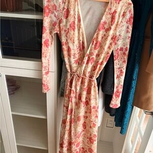 MANGO Floral Wrap Dress (Small)
